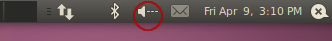 System status area with volume indicator showing the sound is muted. System status area with volume indicator showing the sound is muted.