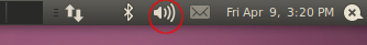 System status area with volume indicator showing the sound is not muted. System status area with volume indicator showing the sound is not muted.