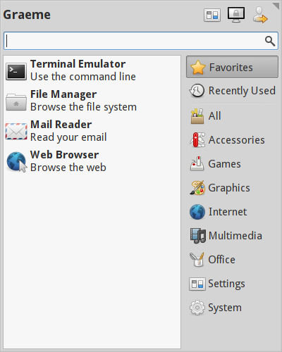 Example menu Example menu